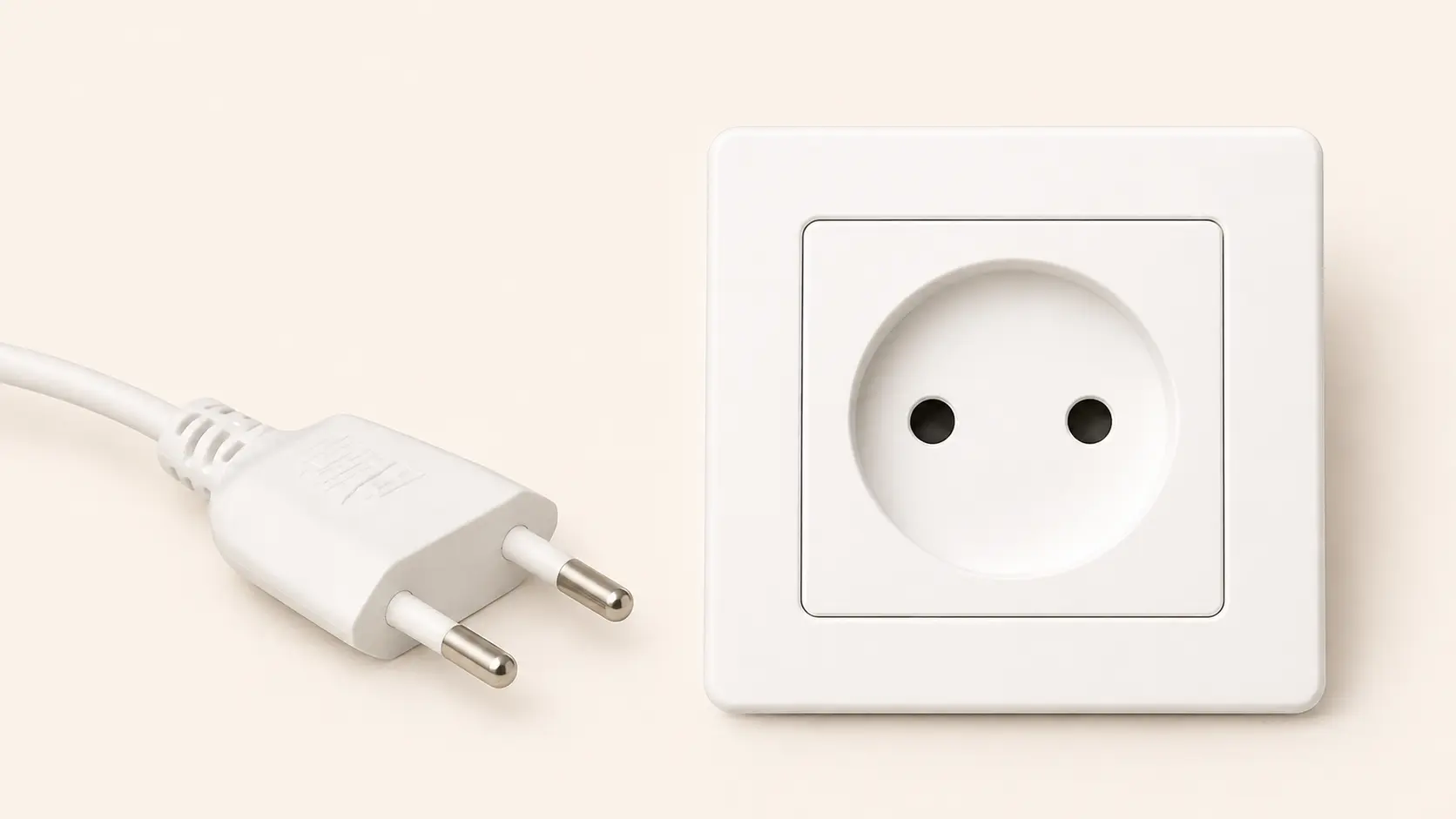 Type C Europlug with matching two-pin Type C socket