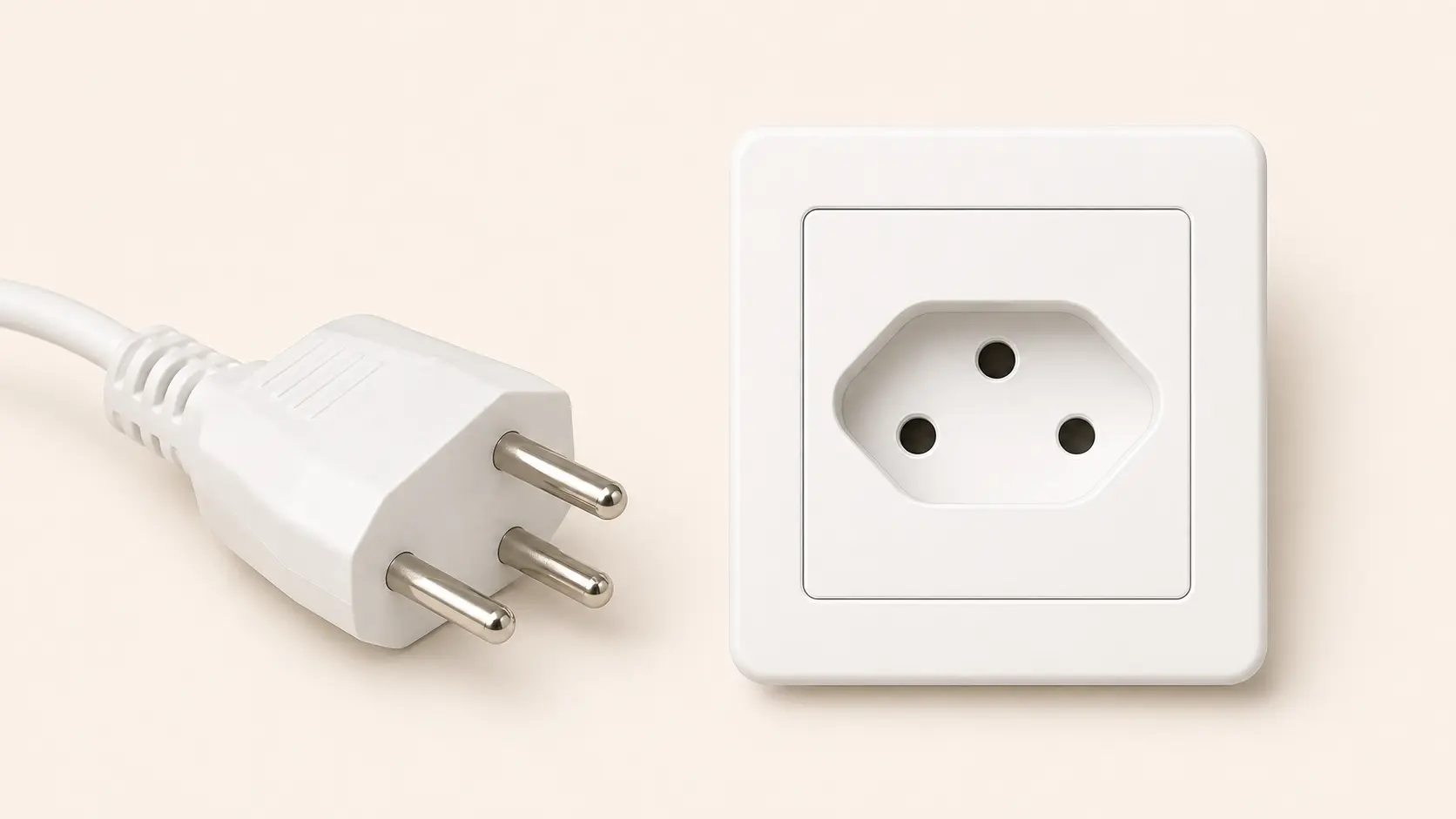 Type J Swiss plug with matching three-hole socket